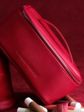 Summer Fridays Red Leather Cosmetic Case